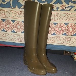 Tall Olive rain boots